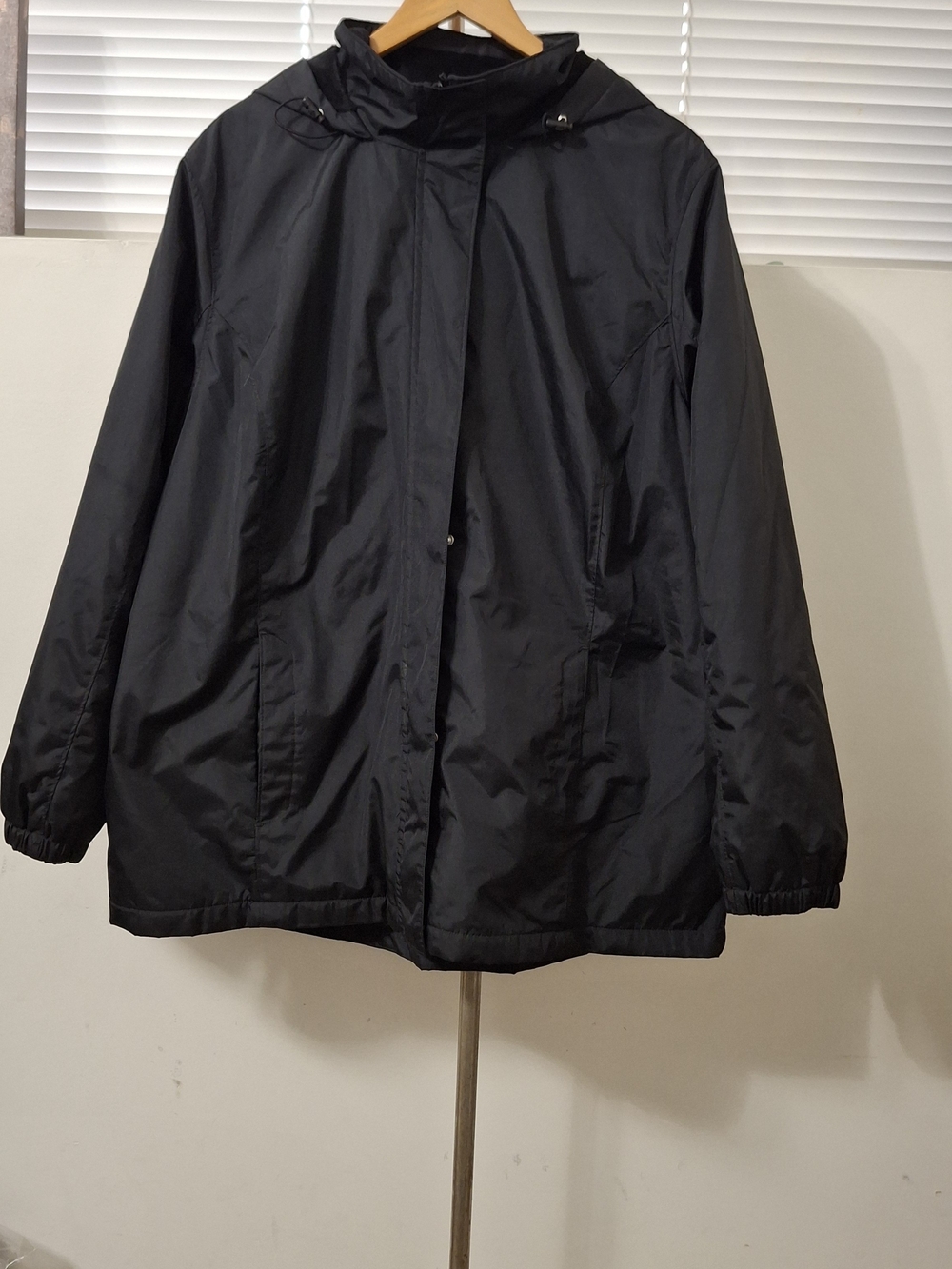 George Plus Women's Black Hooded Jacket Fleece Lined Coat Size 2X